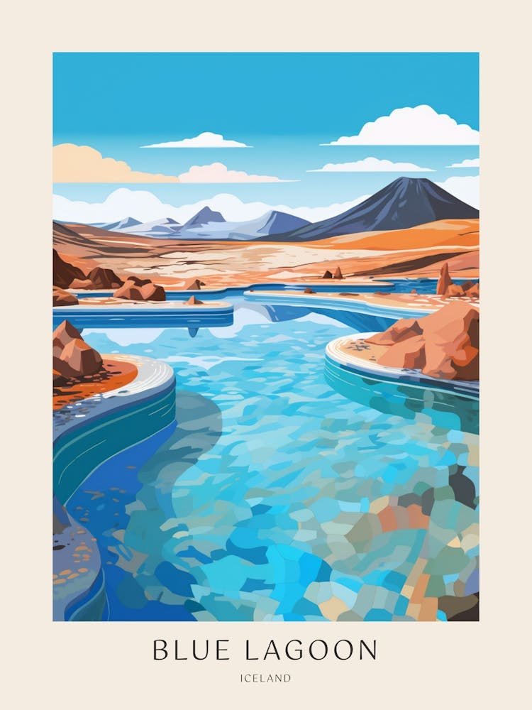 Blue Lagoon, Iceland 1 Midcentury Modern Pool Poster