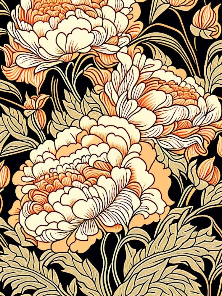Bartzella Peonies Orange 1 Drawing
