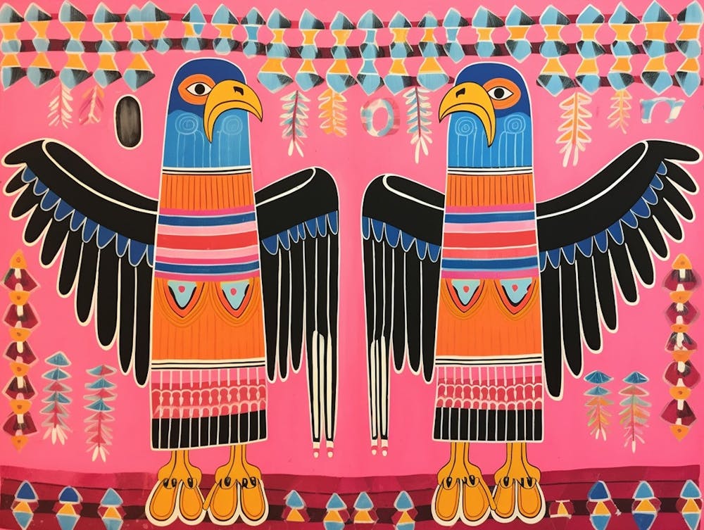 Eagle 2 Folk Style Animal Illustration