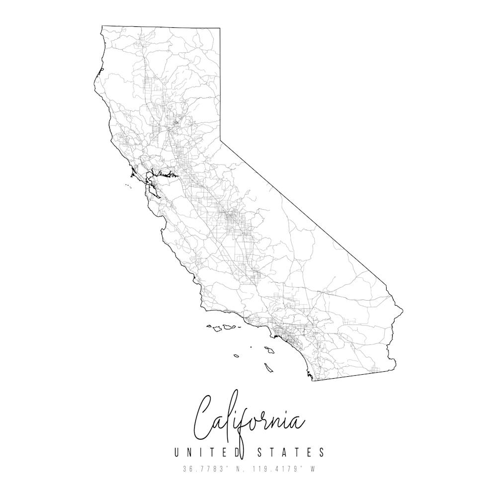 California Minimal Street Map Square