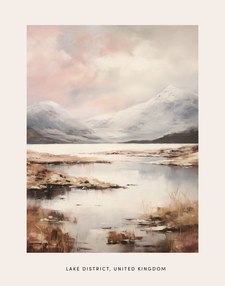 Dreamy Winter Painting Poster Lake District United Kingdom 2