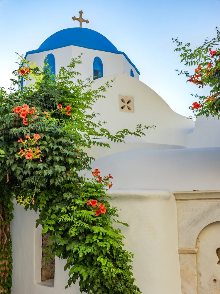 Blue Domed Church In Paros