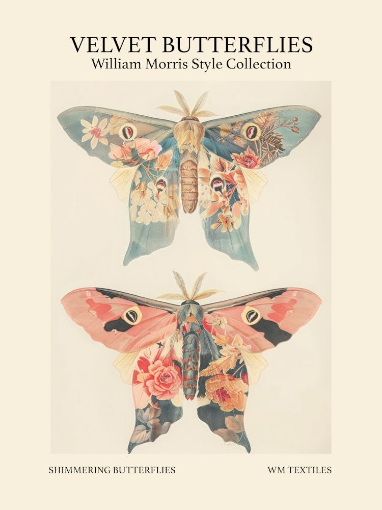 Velvet Butterflies Collection Shimmering Butterflies William Morris Style 3