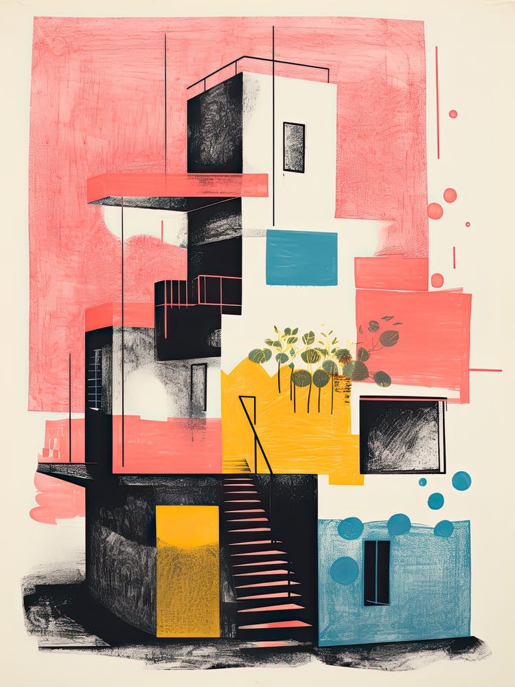 A House In Istanbul, Abstract Risograph Style 3