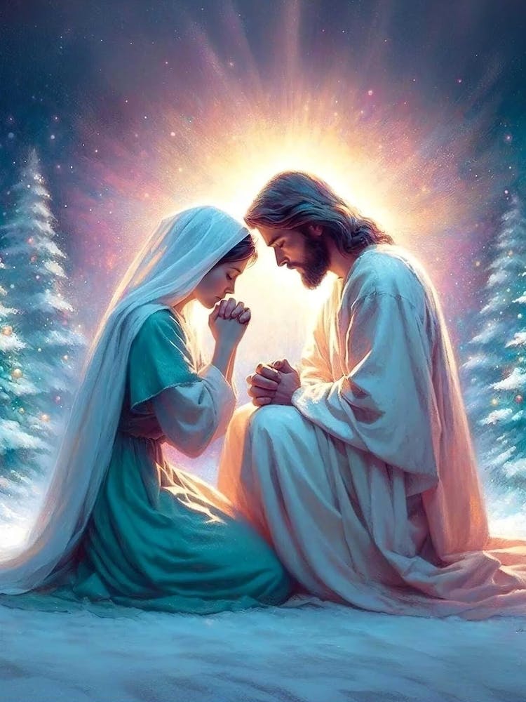 A Silent Night, Christmas Christian Art, Jesus And Woman Praying, Picture Of Jesus Art, Lds Art, Bible Art, Christmas Nativity Printable Art