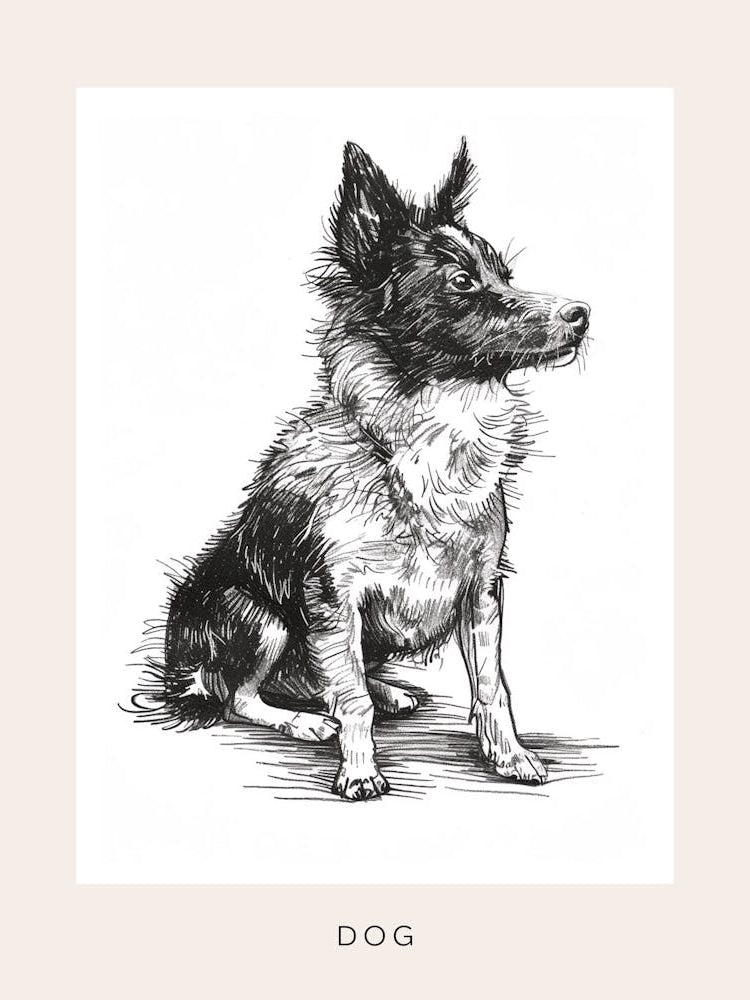 Furry Wire Haired Dog Line Sketch 2 Poster