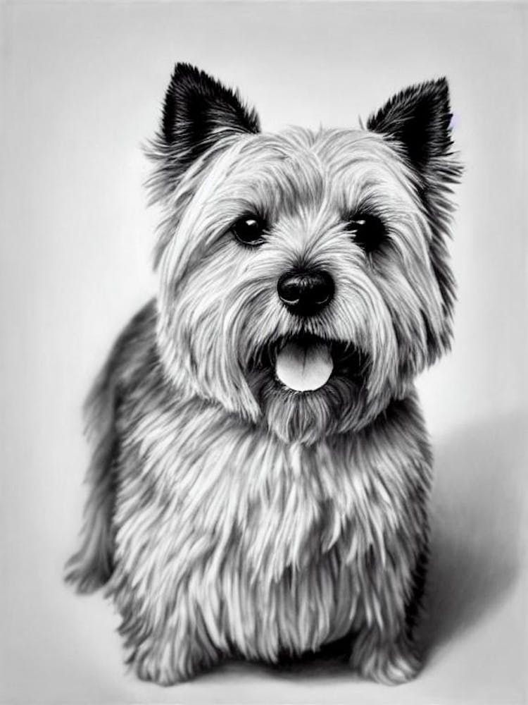 Norwich Terrier B&W Pencil Dog