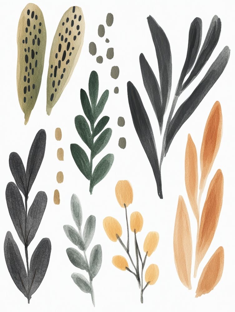 Feuilles à l'Aquarelle 34
