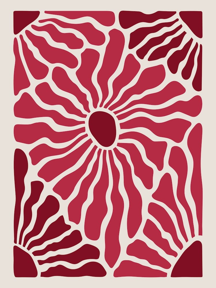 Burgundy Red Floral Botanical Art