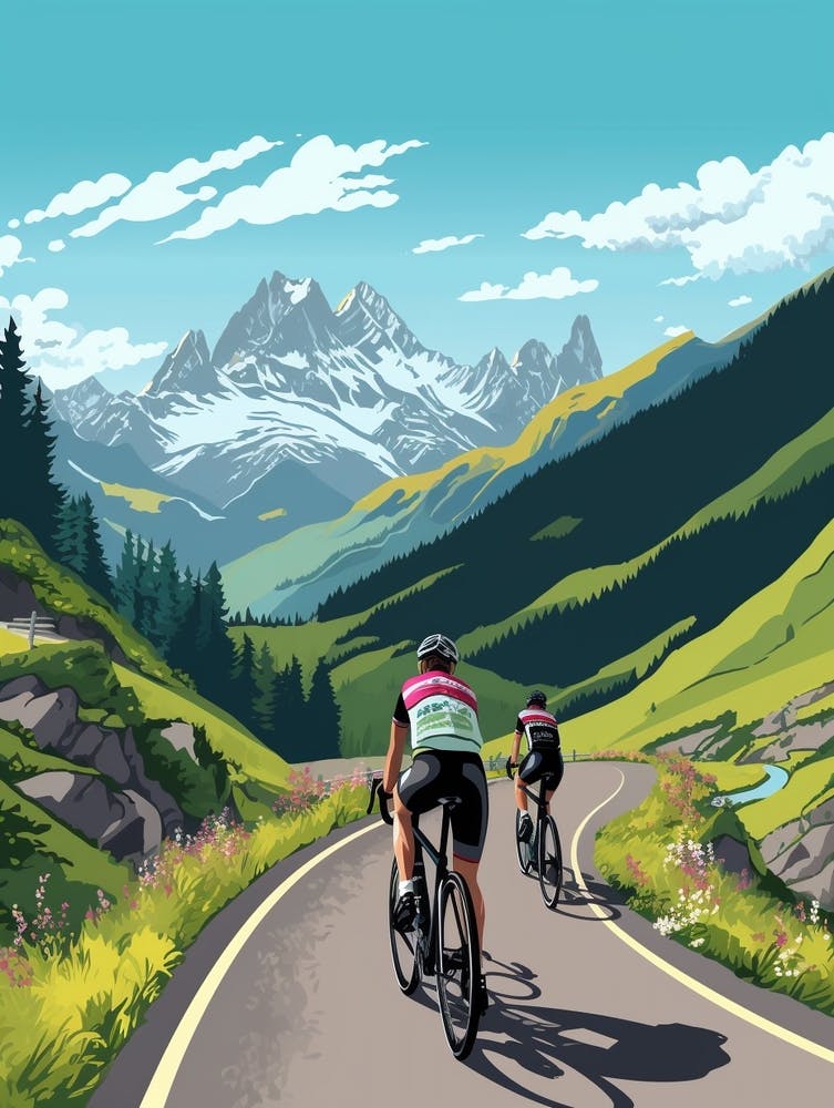 Tour De Mont Blanc France 1 Vintage Travel Illustration
