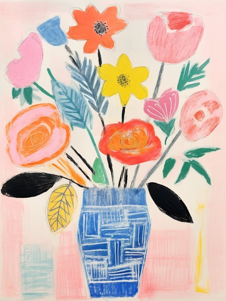 Peinture de Fleurs Style Fauve Rose 6