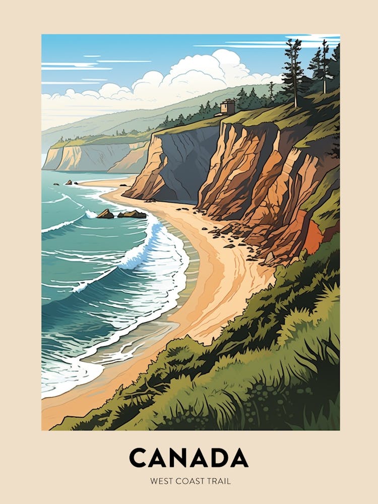 West Coast Trail Canada 2 Vintage Hiking Travel Poster