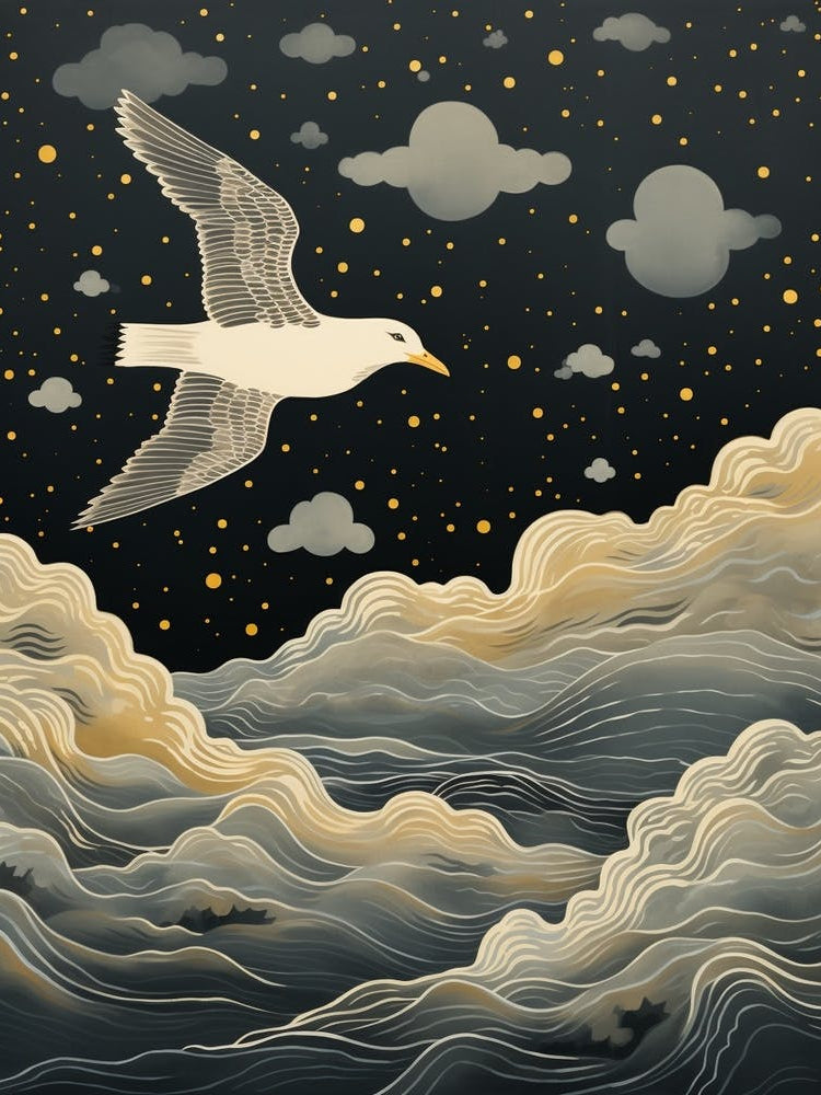 Seagull 1 Gold Detail Painting