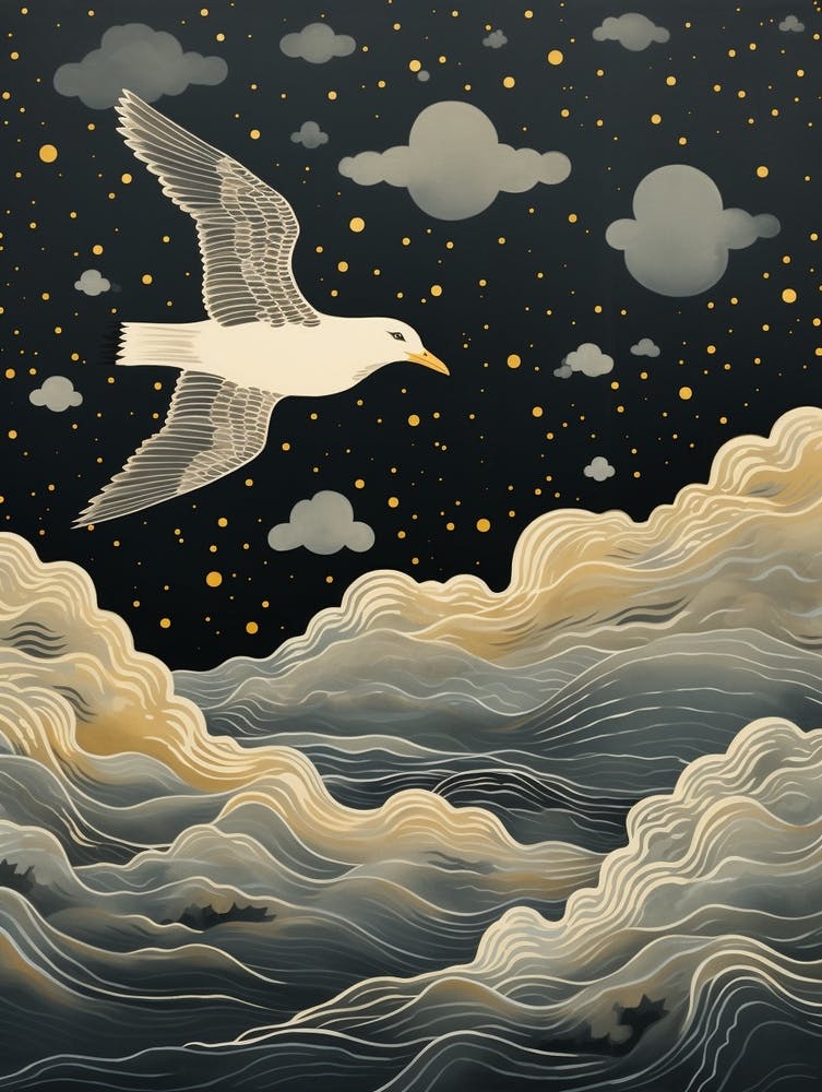 Seagull 1 Gold Detail Painting