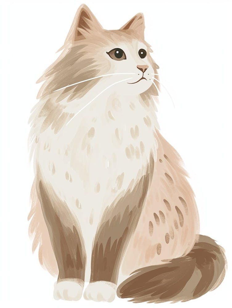 Norwegian Forest Cat Cat Clipart Illustration 3