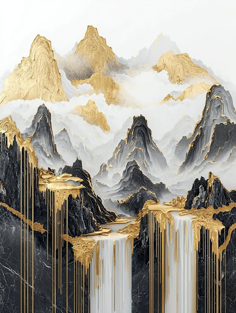 Pics Dorés d'Annapurna - Abstraction Marbre