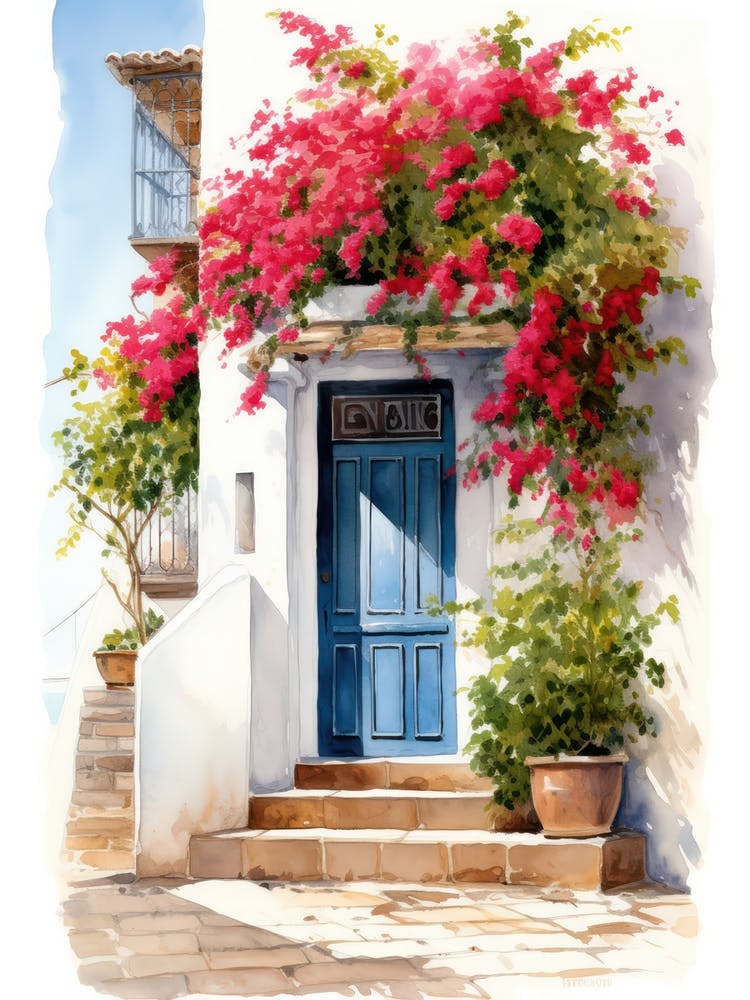 Limassol, Cyprus   Mediterranean Doors Watercolour Painting 2