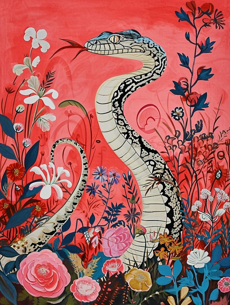 Floral Animal Painting Cobra 7