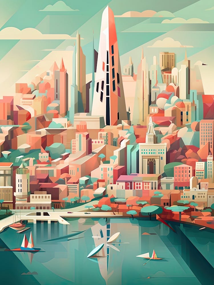 Barcelona, Spain, Geometric Illustration 4