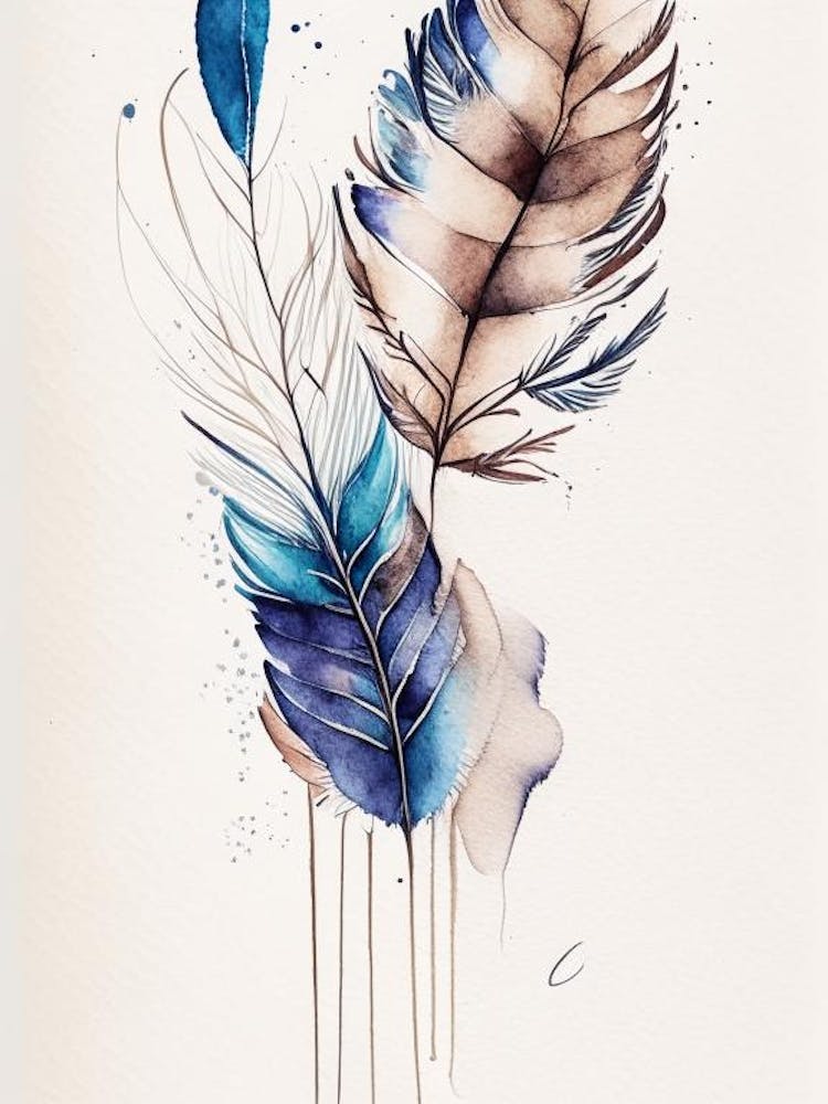 Feather And Birds 1 Symbol Minimal Watercolour