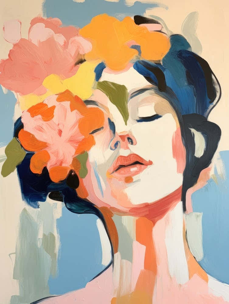 Woman With Flowers On Her Head 1