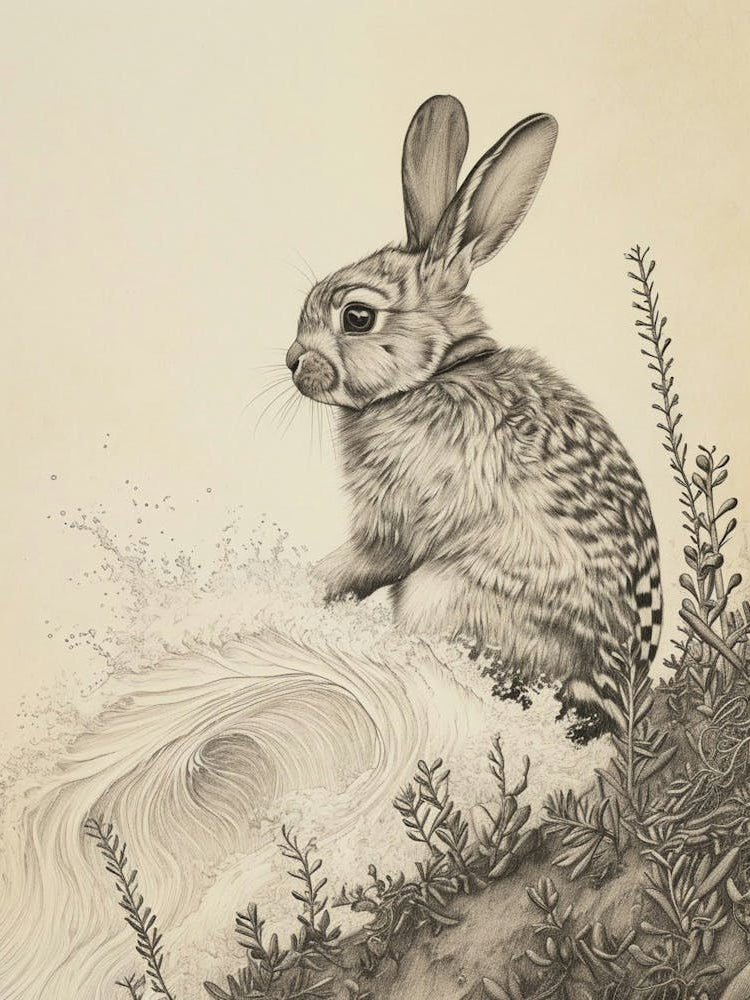 Checkered Giant Rabbit Drawing 1