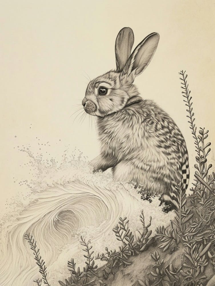 Checkered Giant Rabbit Drawing 1