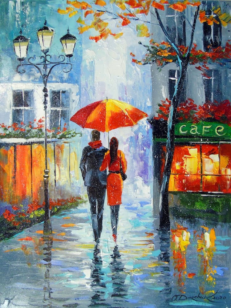 A romantic walk in the city