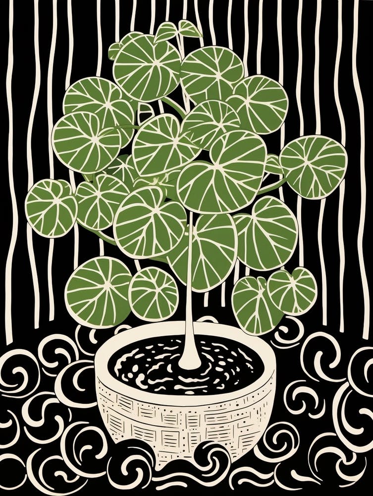 B&W Plant Illustration Peperomia 3
