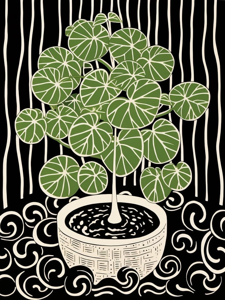 B&W Plant Illustration Peperomia 3