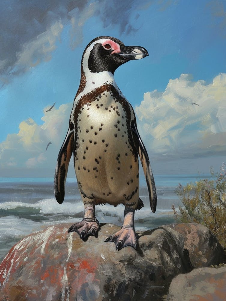 African Penguin Signy Island Oil Painting 4