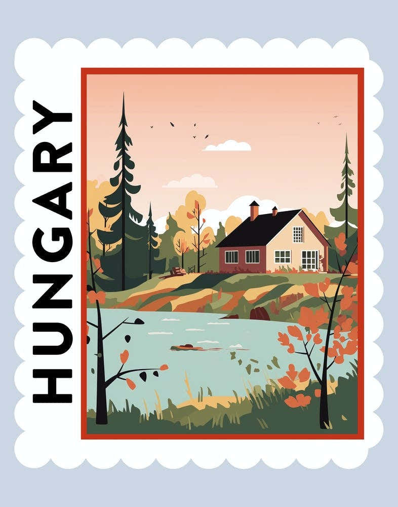 Hungary 2 Travel Stamp Poster