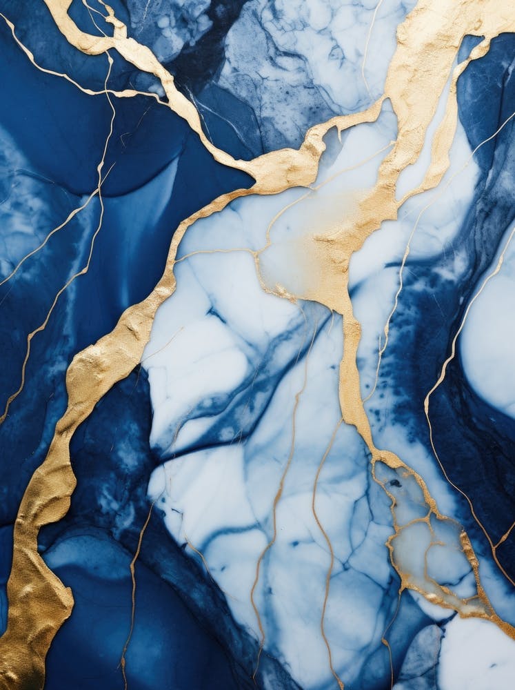 Blue And Gold Abstract Painting 4