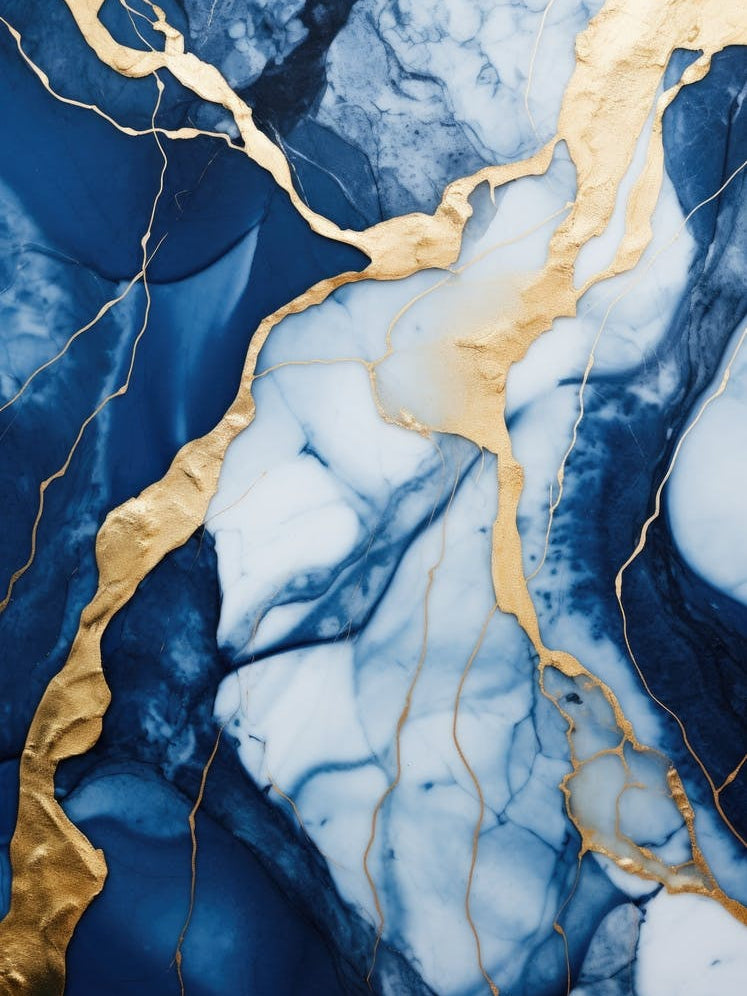 Blue And Gold Abstract Painting 4