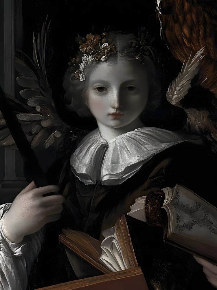 Dark Gothic Angel Holding A Book
