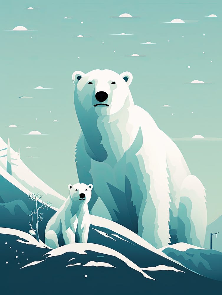 Arctic Bonds; Polar Bear Family Oil Art
