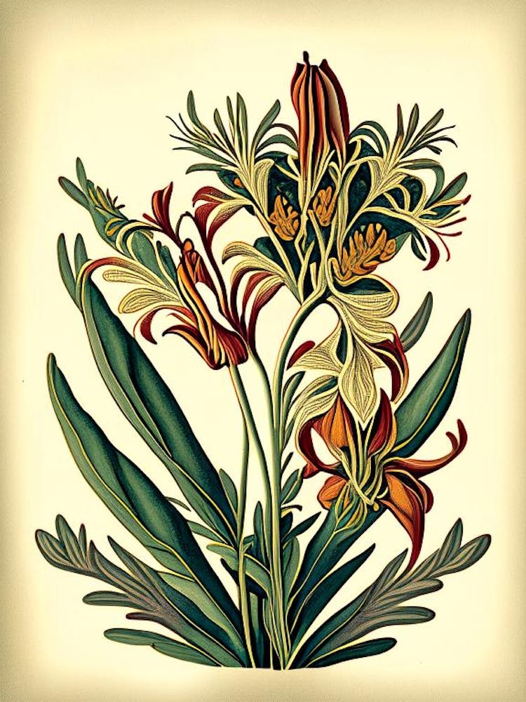 Känguru-Pfote 3 Blumige Botanische Vintage-Poster Blume