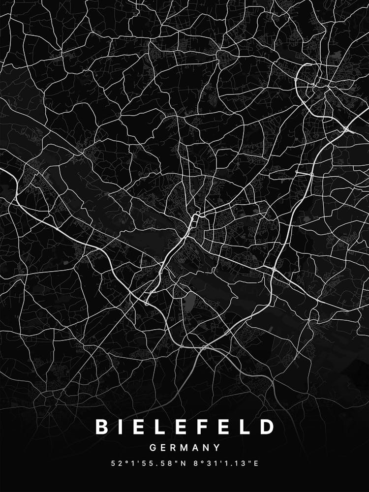 Bielefeld Germany Black Map 1