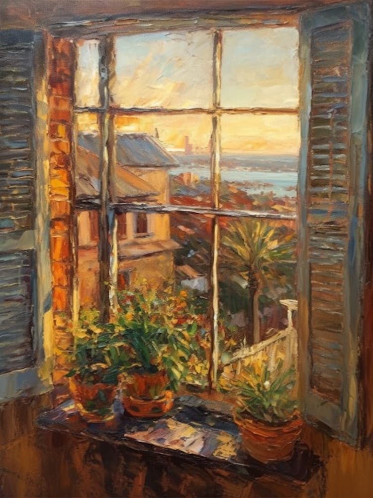 Window View Of Sydney In The Style Of Impressionism 2