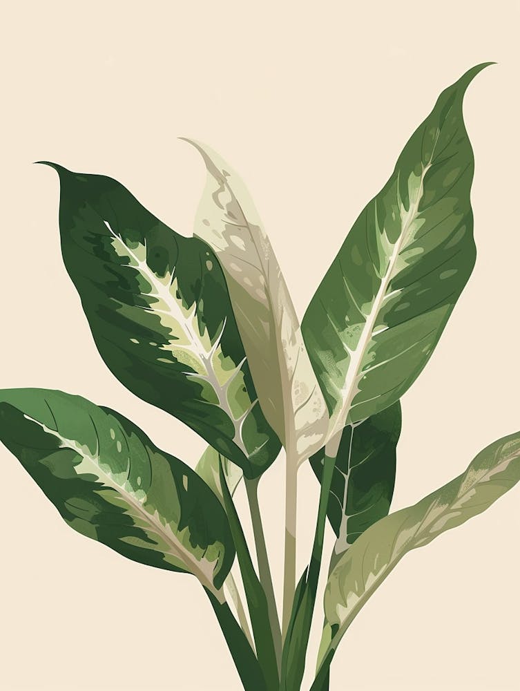 Dieffenbachia Plant Minimalist Illustration 4