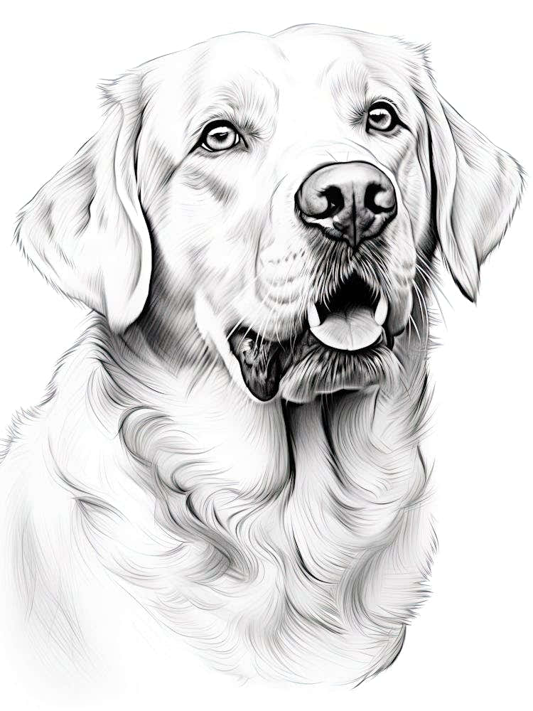 Labrador Retriever Dog, Line Drawing 3