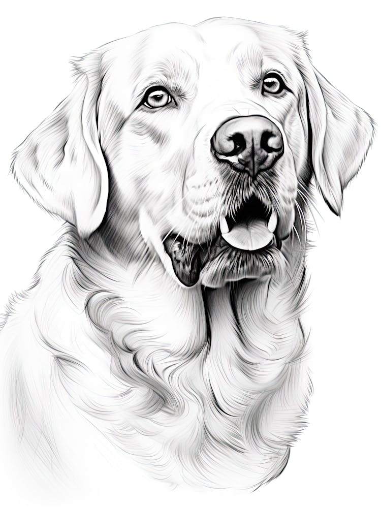 Labrador Retriever Dog, Line Drawing 3