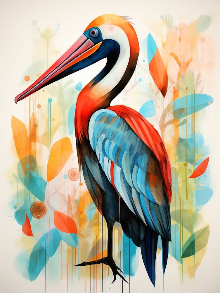 Bird Painting Collage Pelican 3