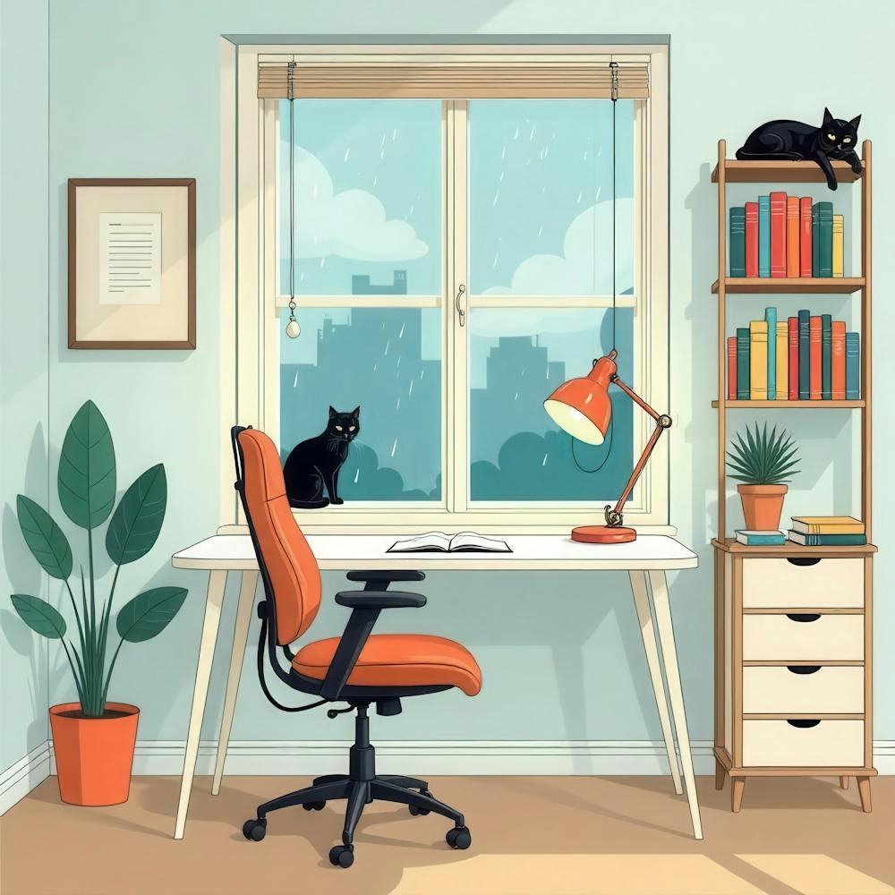 Home Office With Cats