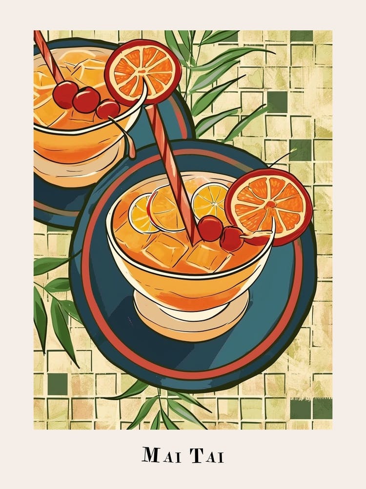 Mai Tai Watercolour Poster