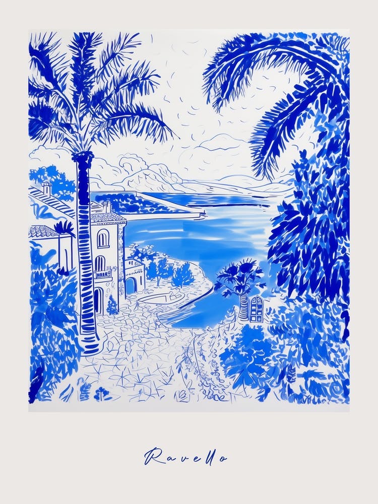 Ravello 2 Italy Blue Drawing Poster