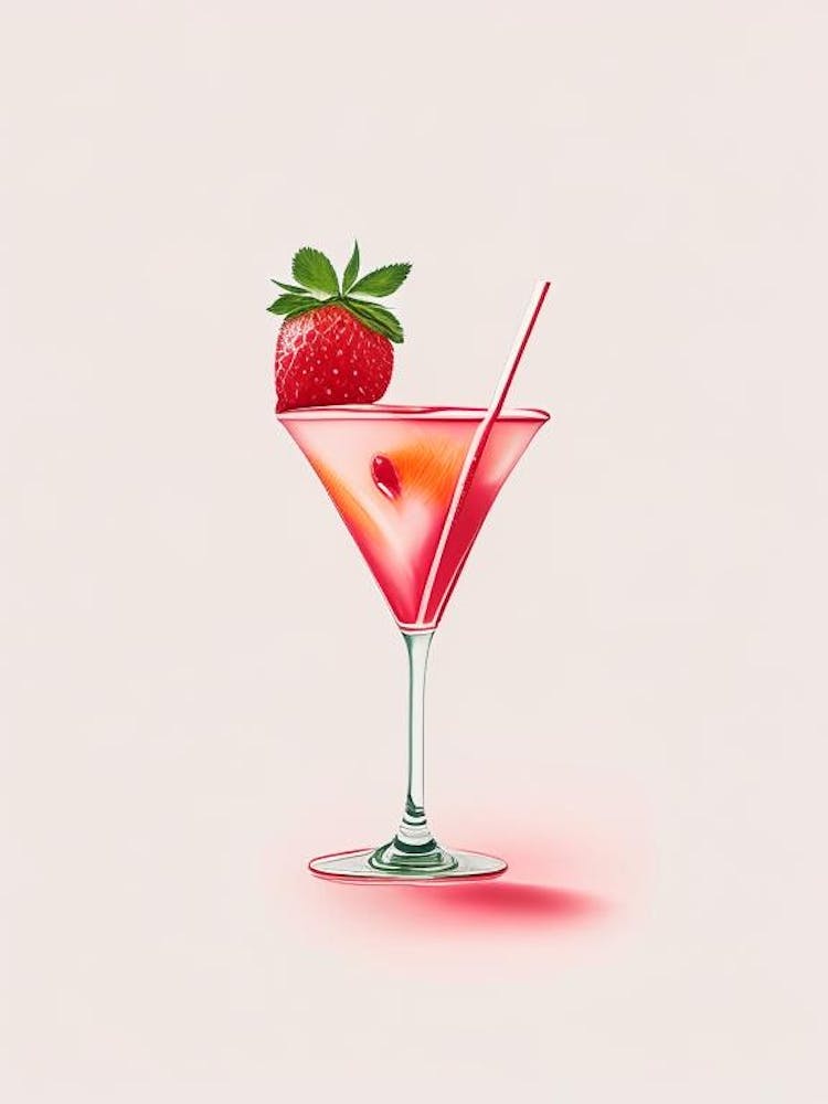 Strawberry Caipirinha, Cocktail, Drink Marker Art Illustration