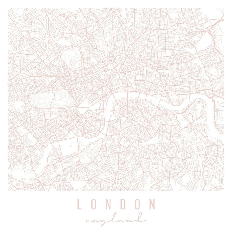 London England Light Pink Minimal Street Map Square