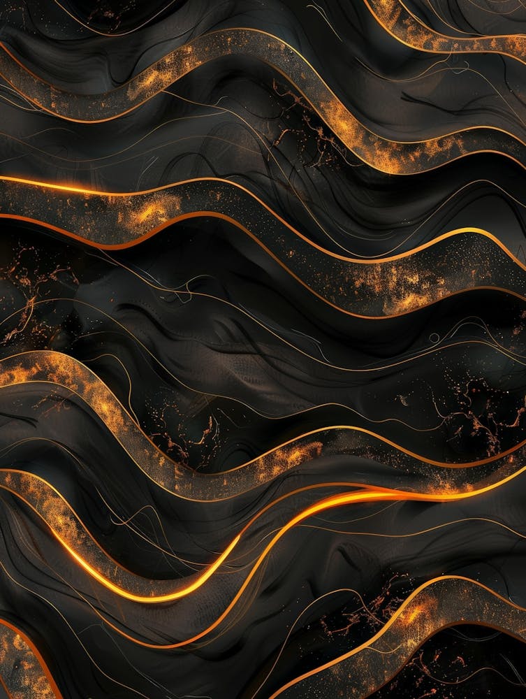 Abstract Gold And Black Wavy Pattern