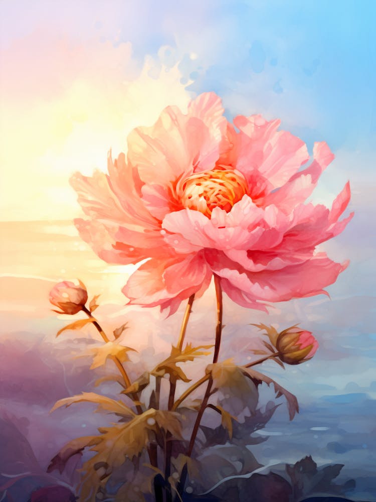 Peony In Watercolor  (1)